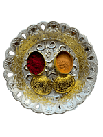 Silver plated plastic decorative plates small with flower design (Pack of 8pcs) Silver plated plastic decorative plates small with flower design (Pack of 8pcs)